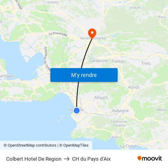 Colbert Hotel De Region to CH du Pays d'Aix map