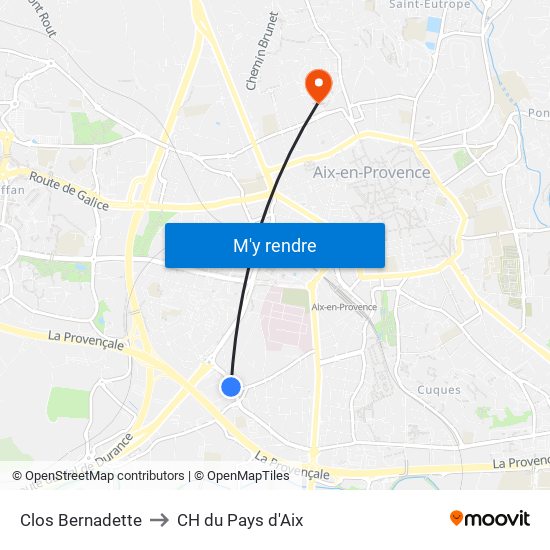 Clos Bernadette to CH du Pays d'Aix map