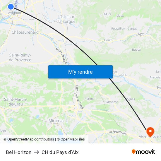 Bel Horizon to CH du Pays d'Aix map
