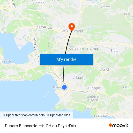 Duparc Blancarde to CH du Pays d'Aix map
