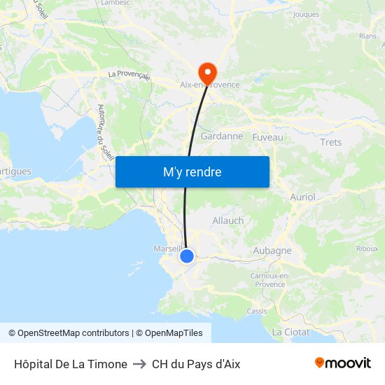Hôpital De La Timone to CH du Pays d'Aix map