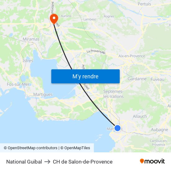 National Guibal to CH de Salon-de-Provence map