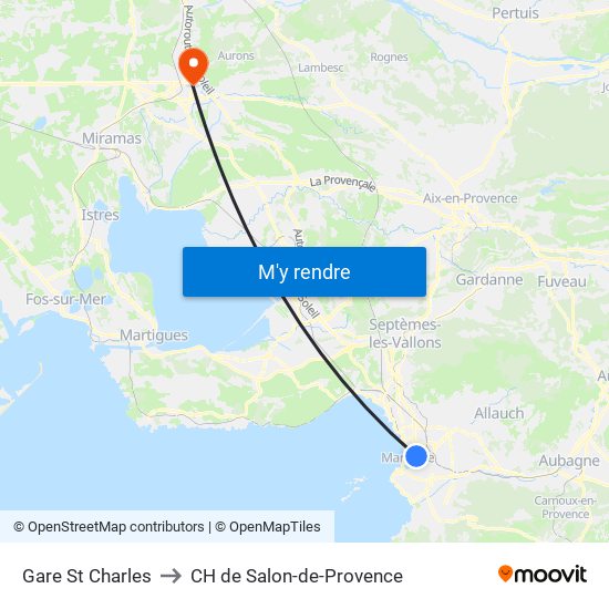 Gare St Charles to CH de Salon-de-Provence map