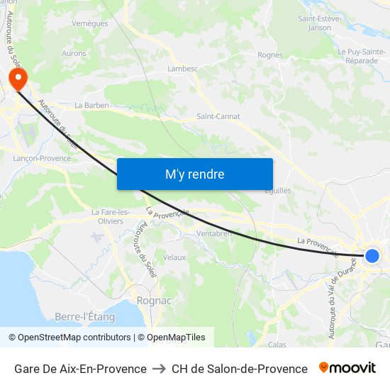 Gare De Aix-En-Provence to CH de Salon-de-Provence map
