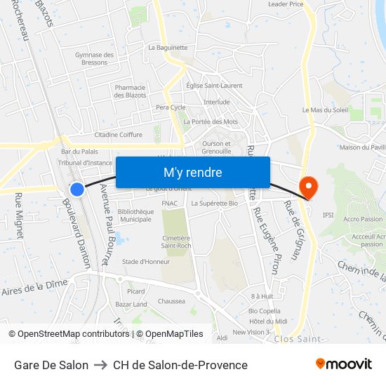 Gare De Salon to CH de Salon-de-Provence map