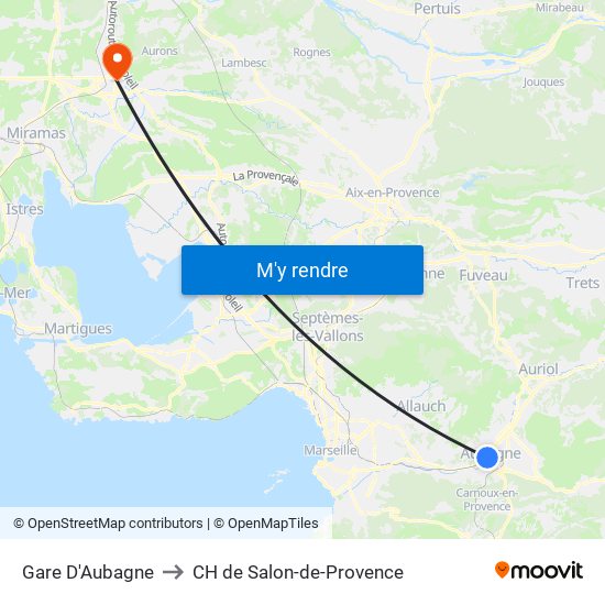 Gare D'Aubagne to CH de Salon-de-Provence map