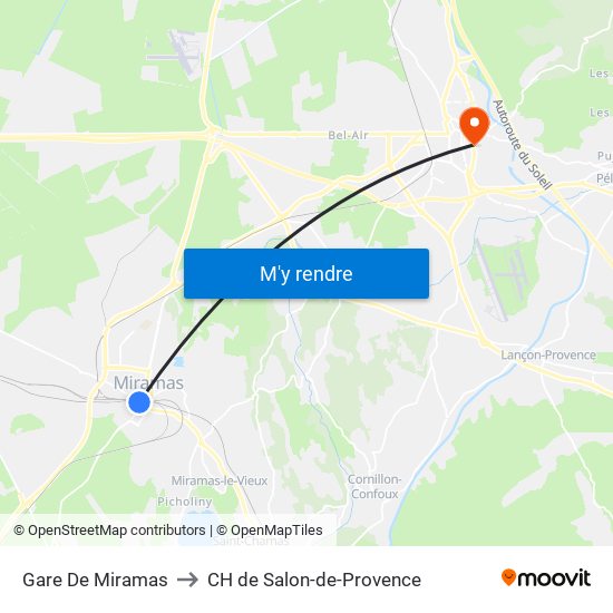 Gare De Miramas to CH de Salon-de-Provence map