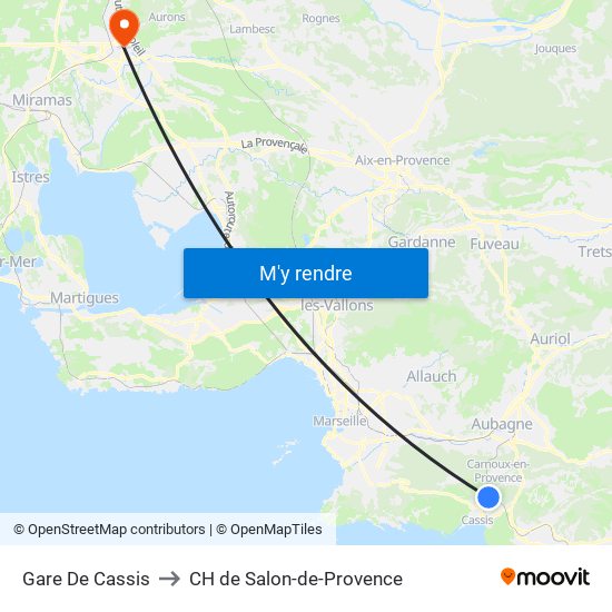 Gare De Cassis to CH de Salon-de-Provence map