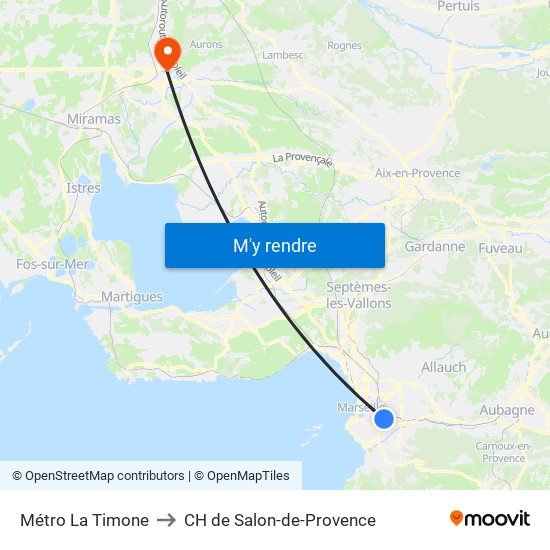 Métro La Timone to CH de Salon-de-Provence map