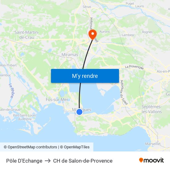 Pôle D'Echange to CH de Salon-de-Provence map