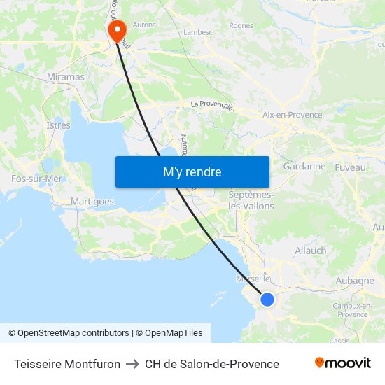 Teisseire Montfuron to CH de Salon-de-Provence map