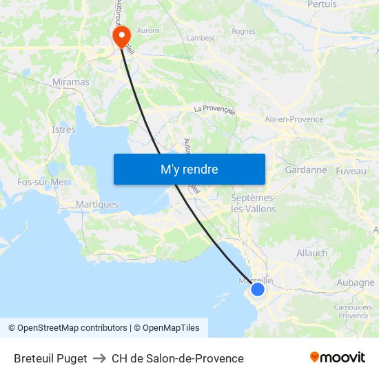 Breteuil Puget to CH de Salon-de-Provence map