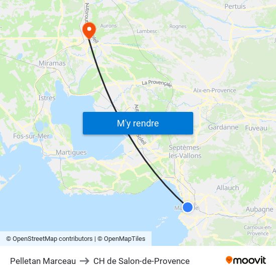 Pelletan Marceau to CH de Salon-de-Provence map