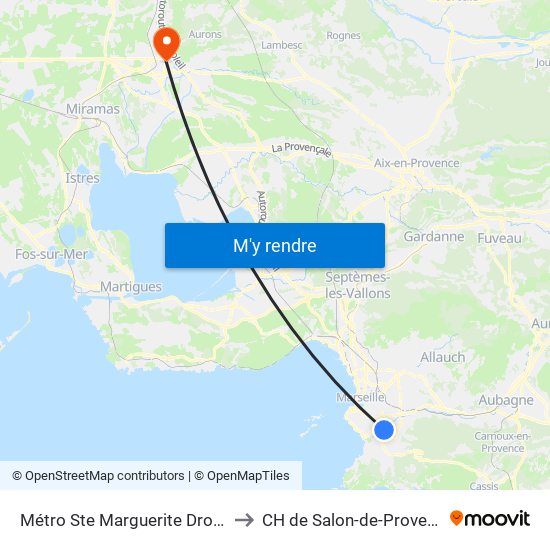 Métro Ste Marguerite Dromel to CH de Salon-de-Provence map