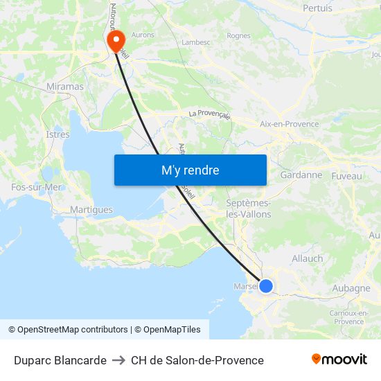 Duparc Blancarde to CH de Salon-de-Provence map