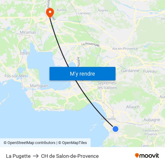 La Pugette to CH de Salon-de-Provence map