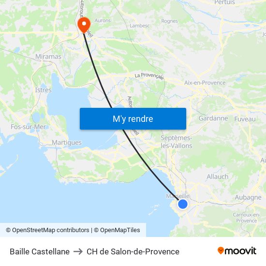 Baille Castellane to CH de Salon-de-Provence map