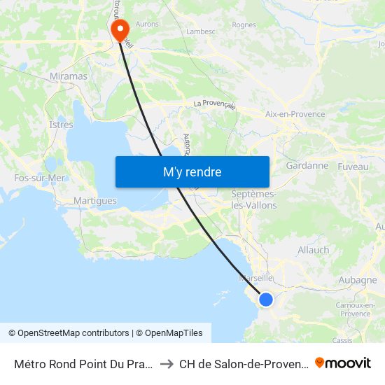 Métro Rond Point Du Prado to CH de Salon-de-Provence map