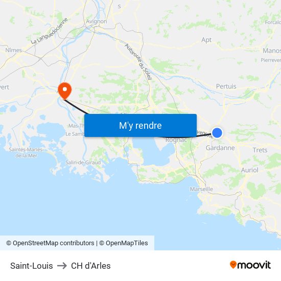 Saint-Louis to CH d'Arles map