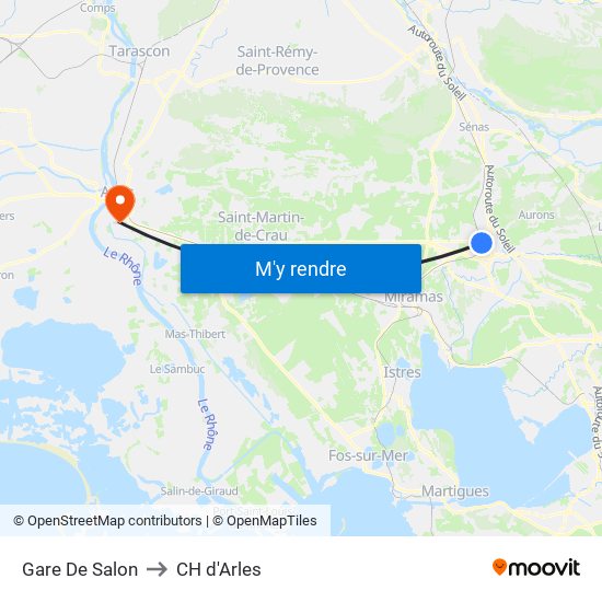 Gare De Salon to CH d'Arles map