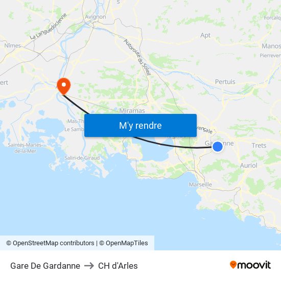 Gare De Gardanne to CH d'Arles map