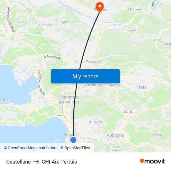 Castellane to CHI Aix-Pertuis map