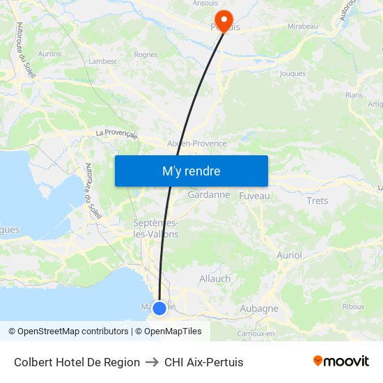 Colbert Hotel De Region to CHI Aix-Pertuis map