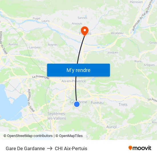 Gare De Gardanne to CHI Aix-Pertuis map