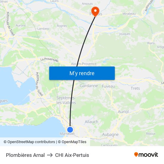 Plombières Arnal to CHI Aix-Pertuis map