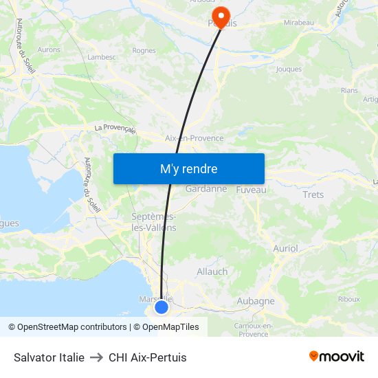 Salvator Italie to CHI Aix-Pertuis map