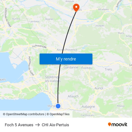 Foch 5 Avenues to CHI Aix-Pertuis map