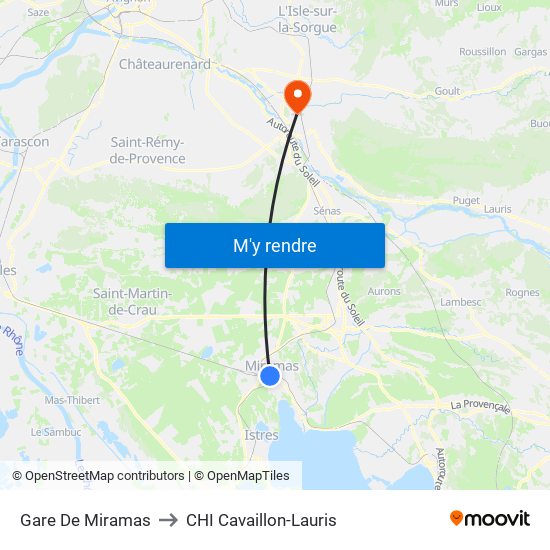 Gare De Miramas to CHI Cavaillon-Lauris map