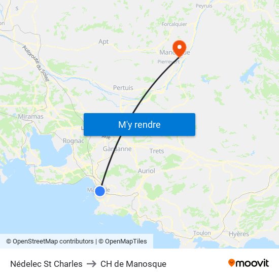 Nédelec St Charles to CH de Manosque map