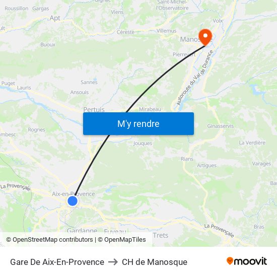 Gare De Aix-En-Provence to CH de Manosque map
