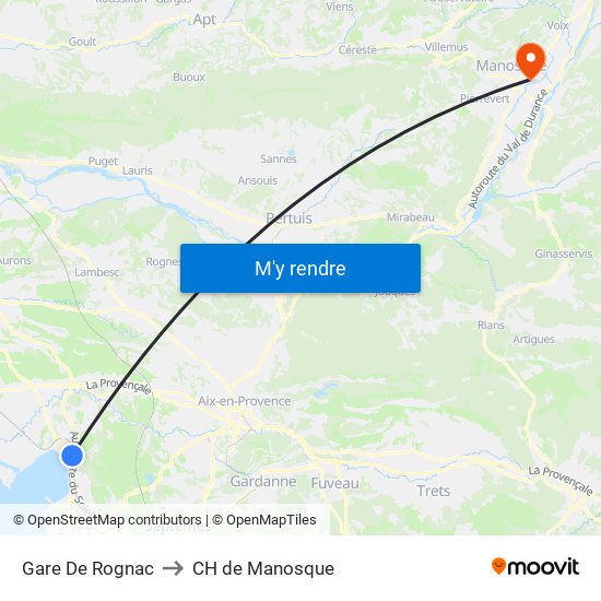 Gare De Rognac to CH de Manosque map