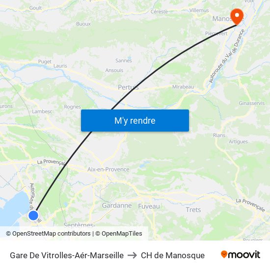 Gare De Vitrolles-Aér-Marseille to CH de Manosque map