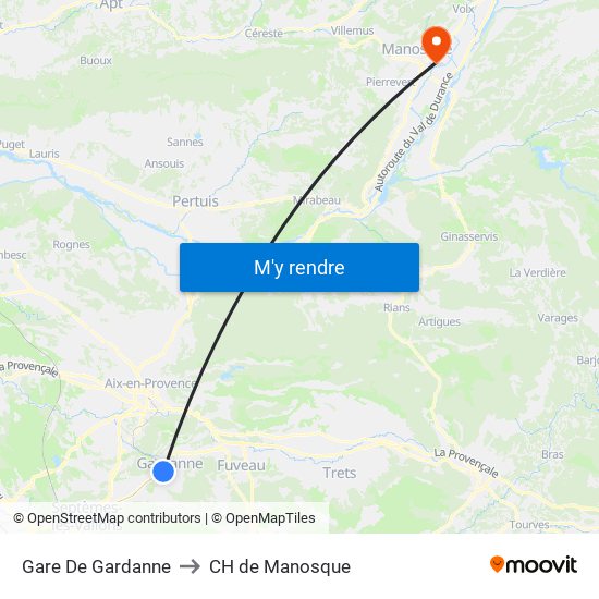 Gare De Gardanne to CH de Manosque map