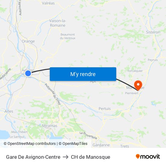 Gare De Avignon-Centre to CH de Manosque map