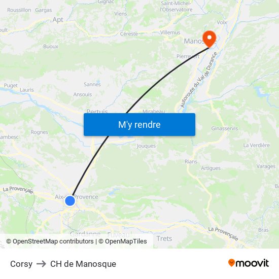 Corsy to CH de Manosque map