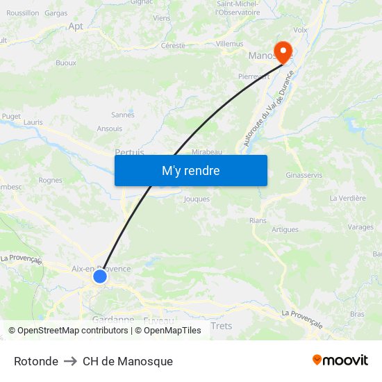 Rotonde to CH de Manosque map