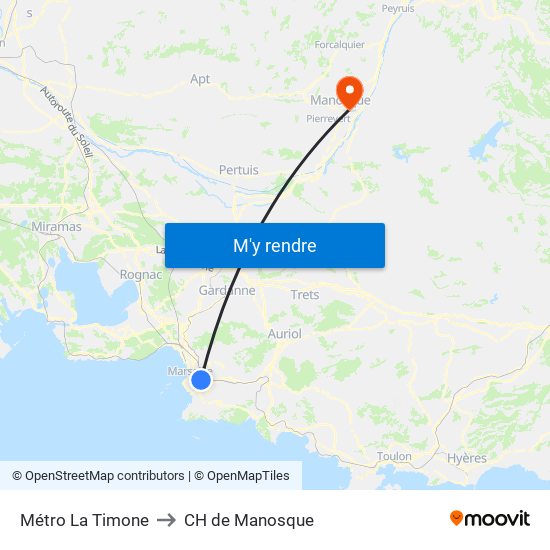 Métro La Timone to CH de Manosque map