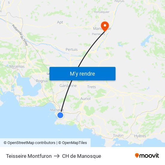 Teisseire Montfuron to CH de Manosque map