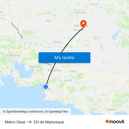 Métro Gèze to CH de Manosque map