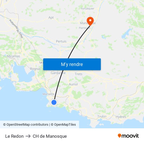 Le Redon to CH de Manosque map