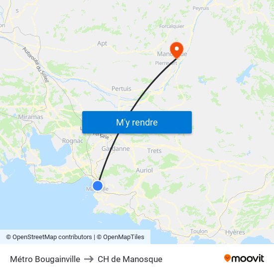 Métro Bougainville to CH de Manosque map