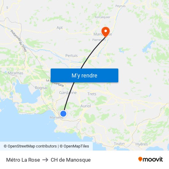 Métro La Rose to CH de Manosque map