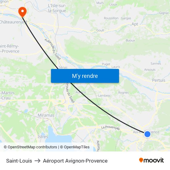 Saint-Louis to Aéroport Avignon-Provence map