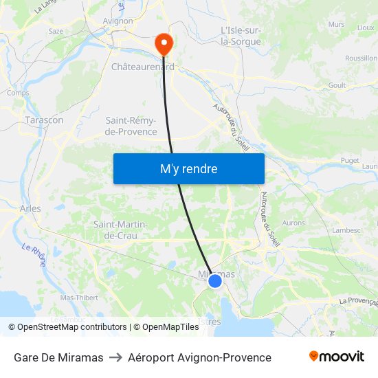 Gare De Miramas to Aéroport Avignon-Provence map