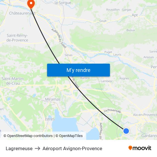 Lagremeuse to Aéroport Avignon-Provence map