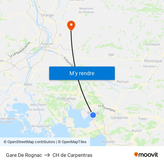 Gare De Rognac to CH de Carpentras map